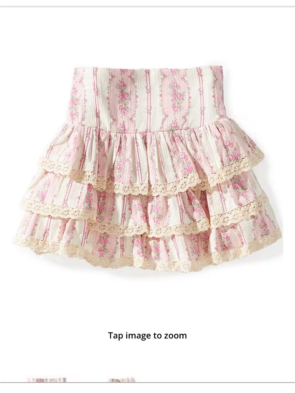 Katie J NYC Pink & Cream Floral Tiered Lace Skirt NWT from Dillards LSF look